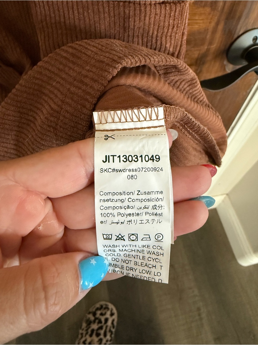 Rust Brown Corduroy Button-Front Women's Dress - Picture 6 of 6